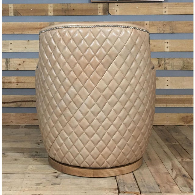 Jhs Candace Gaston Leather Swivel Chair For Sale - Image 4 of 9