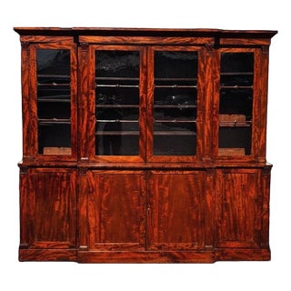 Georgian Mahogany Breakfront Library Bookcase For Sale