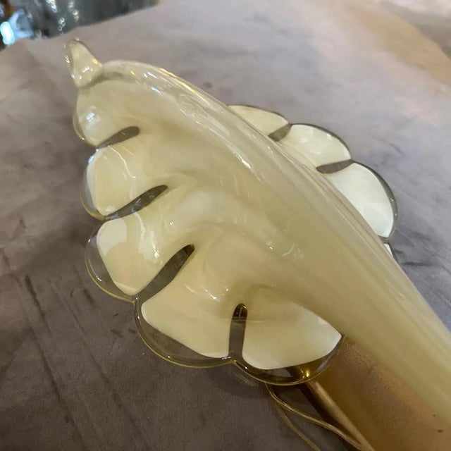 Yellow Two 1970s Mid-Century Modern Yellow Murano Glass Leaf Wall Sconce by Franco Luce For Sale - Image 8 of 12