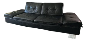 Designer Italian-Style Leather Sofa in Carbon Black