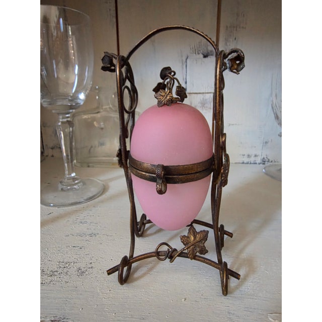 Pink Opaline Egg Palais Royal Scent Bottle Holder For Sale - Image 9 of 9