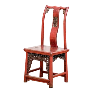 Late 19th Century Chinese Red Lacquered and Gilt Bride's Chair