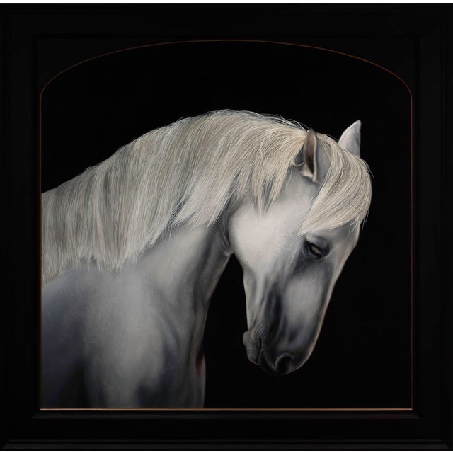 Passive Sacrifice by Che Leviathan | Oil on Panel Portrait of a White Horse For Sale