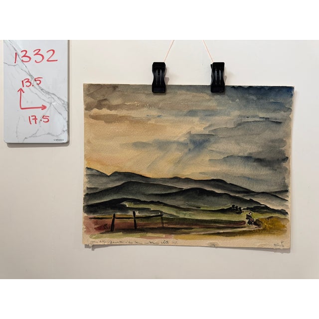 Gray Henry Emil Salloch Original Watercolor on Paper Southwestern Landscape, 1935. For Sale - Image 8 of 8