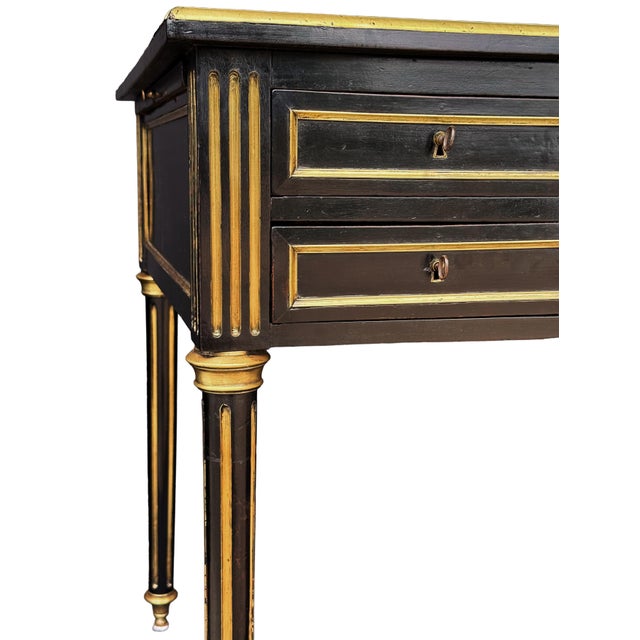 Louis XVI Ebonized Writing Table or Desk With Embossed Leather Top From France For Sale - Image 11 of 16