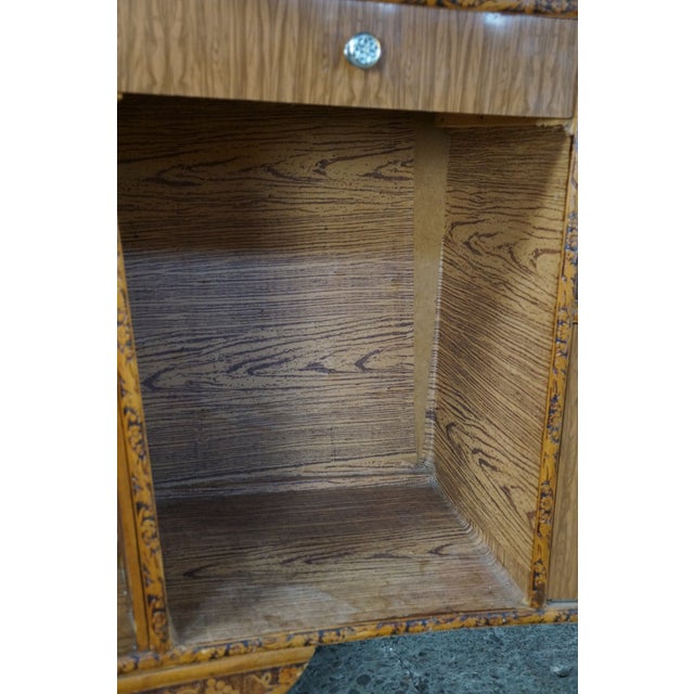 Mid-Century Curved Oak Dry Bar Cabinet With Carved Grapevines Wine Liquor 68" For Sale - Image 10 of 18