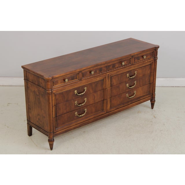 French Henredon Villa Borghese 9 Drawer Walnut Dresser For Sale - Image 3 of 17