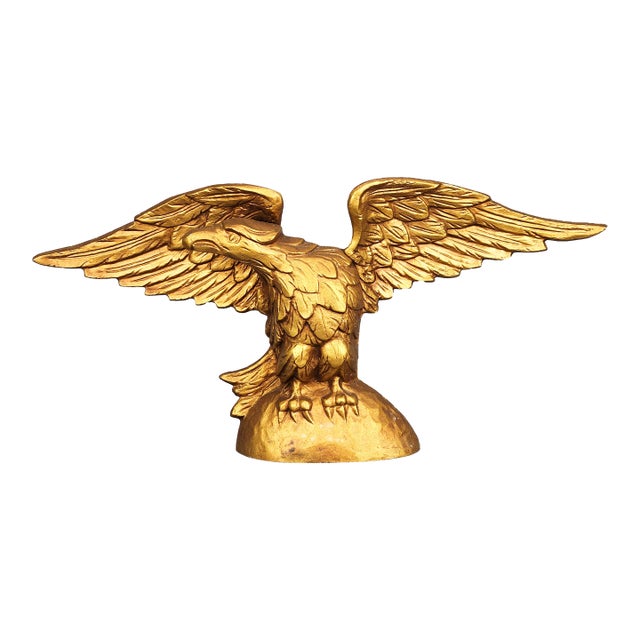 Antique Gold Metal American Eagle Sculpture For Sale
