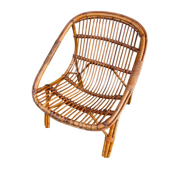1960s Vintage French Rattan Armchairs, 1960s, Set of 4 For Sale - Image 5 of 18