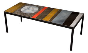 Soleil Glazed Ceramic and Metal Structure Coffee Table by Roger Capron, 1975