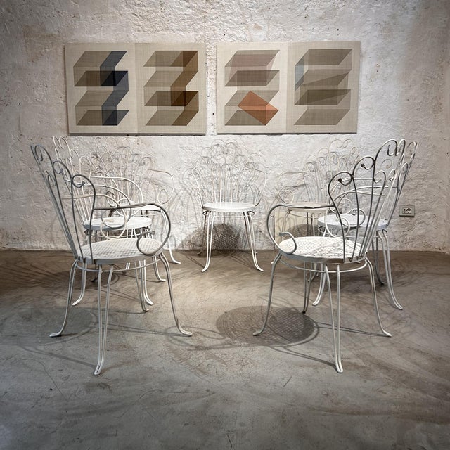 Mid-Century Modern Wrought Iron Garden Chairs by Lio Carminati, 1950s, Set of 10 For Sale - Image 14 of 18