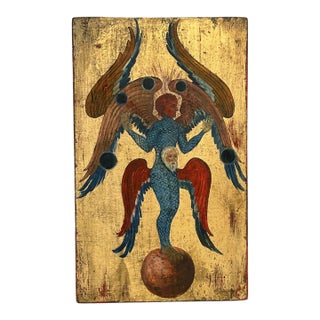 19th Century Oil on Gilt Painting After an Illumination From the Book of Divine Works by Hildegard of Bingen For Sale