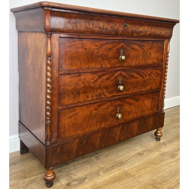 Antique French Burr Walnut Chest of Drawers with Four Drawers For Sale - Image 3 of 15