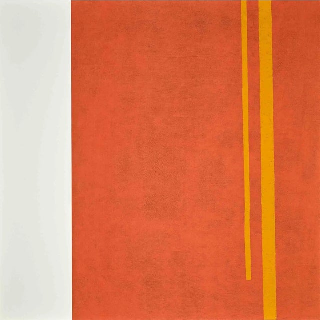 Eleni Zerva, Green Cosmos, Orange, Lithograph, 1971 For Sale