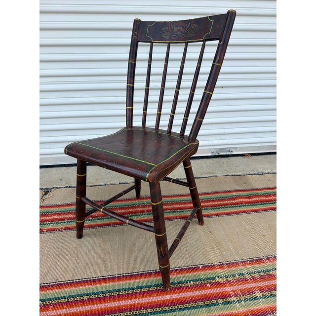 Antique Paint Decorated Pennsylvania Kitchen Windsor Side Chair, Circa 1850's For Sale - Image 17 of 18