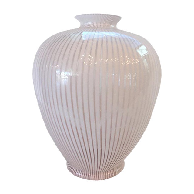 White & Pink Murano Glass Amphora Vase from Franco Valmarana, 1970s For Sale