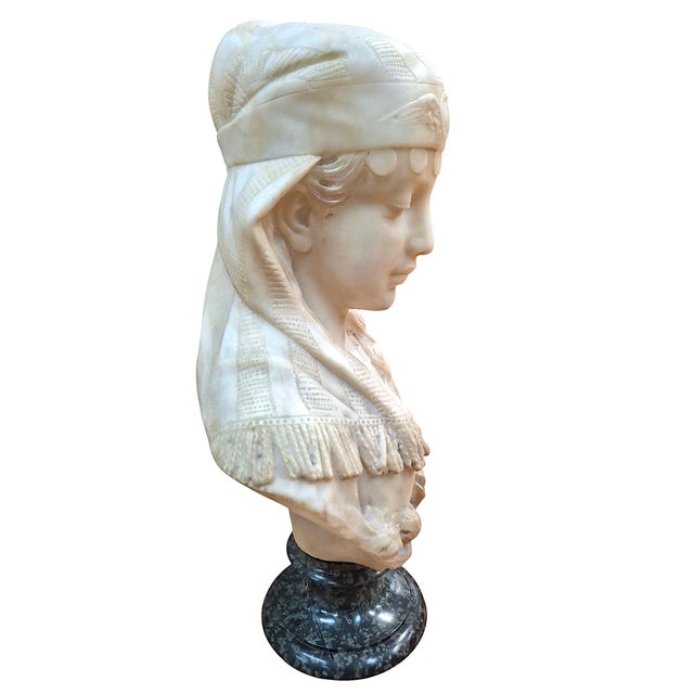 19th-Century Italian Alabaster Bust, Likely of the “Song of Solomon’s” Shulamite For Sale In San Francisco - Image 6 of 17