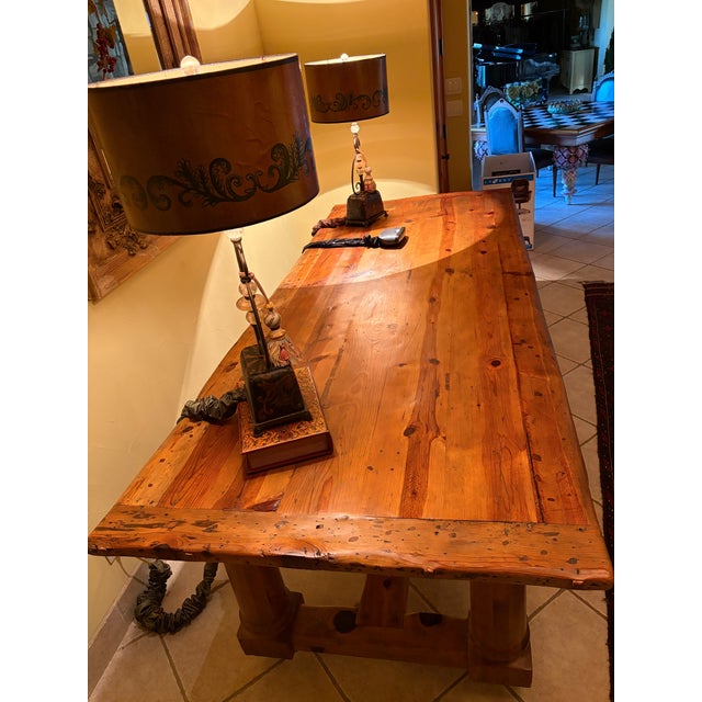 Late 20th Century Ralph Lauren Home Danby Pine Country Farmhouse Trestle Dining Table For Sale - Image 5 of 12