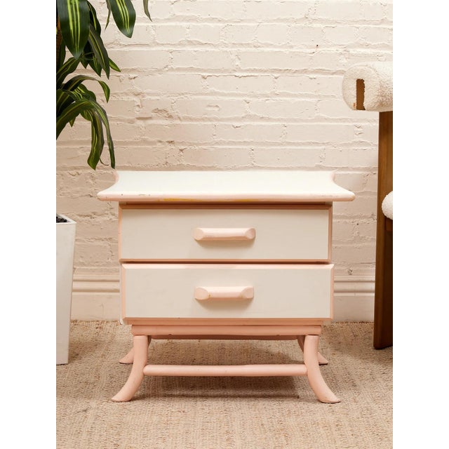 Cream Pair of Retro 50’s Asian Style Nightstands For Sale - Image 8 of 10