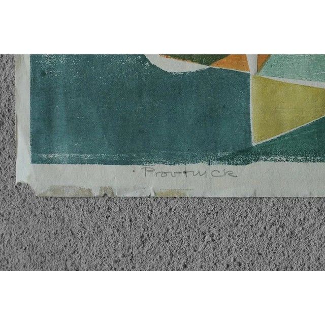 1950s Viking Forsberg, Figures, Colored Woodcut, 1958 For Sale - Image 5 of 7