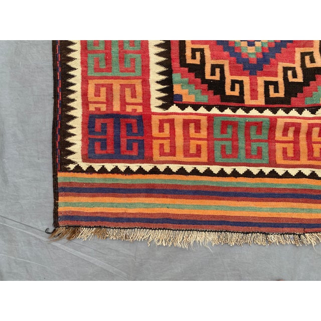 Maimana Kilim Area Rug, Handwoven Wool, 6x10, Brick & Ivory For Sale - Image 4 of 10