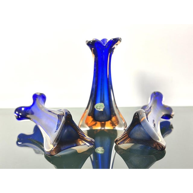 Vintage Murano Glass Vases, 1960s, Set of 3 For Sale - Image 4 of 8