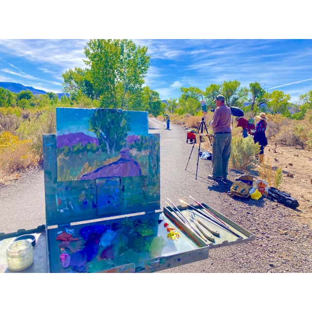 Rabbit Brush and Cottonwoods, (Expressionist Landscape) For Sale In Reno/Lake Tahoe - Image 6 of 6