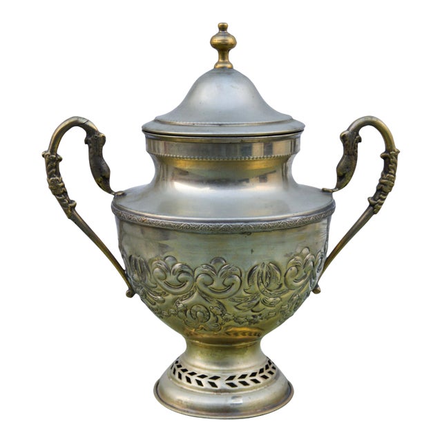 Hand-Engraved Moroccan Brass Urn For Sale