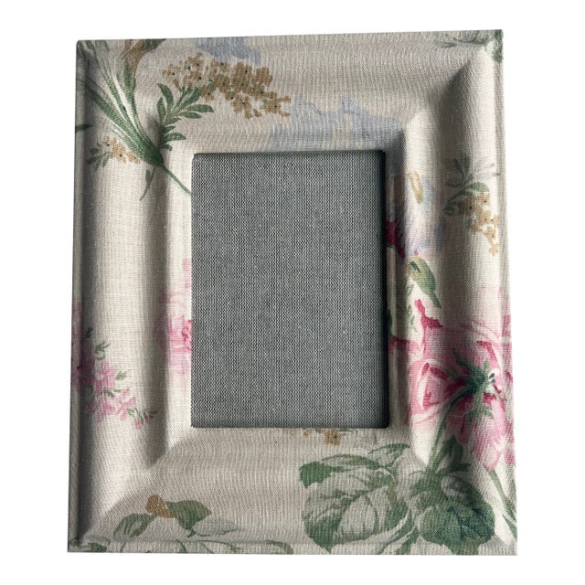 Vintage Fabric Covered Flower Ralph Lauren Photo Frame With Flowers For Sale