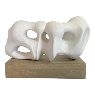 White Resin Damon Sculpture With Driftwood Base by Oly Studio For Sale