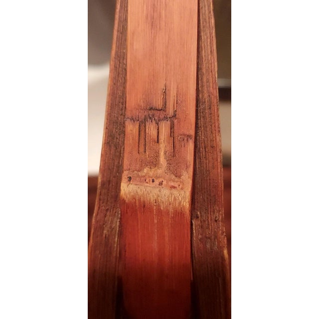 Antique Japanese Signed Smoked Bamboo Ikebana Basket- Meiji Taisho For Sale - Image 4 of 12