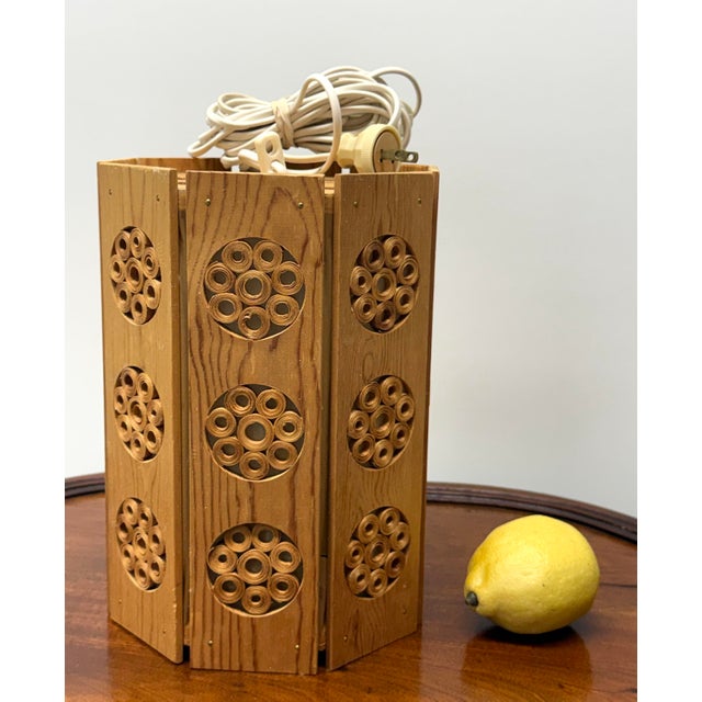 Vintage Swedish Modern Wood Hanging Pendant Light by Byalaget For Sale - Image 9 of 11