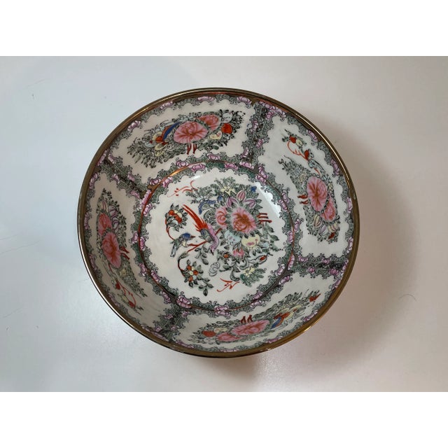 Early 20th Century Vintage Hand Painted Porcelain Rose Medallion Bowl - 10" For Sale - Image 5 of 8