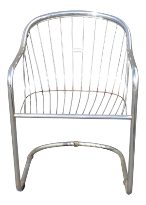 Vintage Designer Cantilever Tubular Chrome Chairs With Wire Seat Back