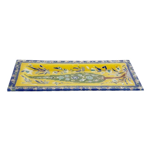 Colorful Ceramic Trinket Tray with Floral Motifs, France, 1910 For Sale