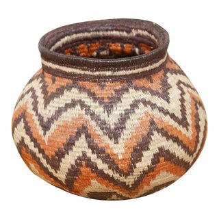 Multicolor Zig Zag Handwoven Embera Basket For Sale