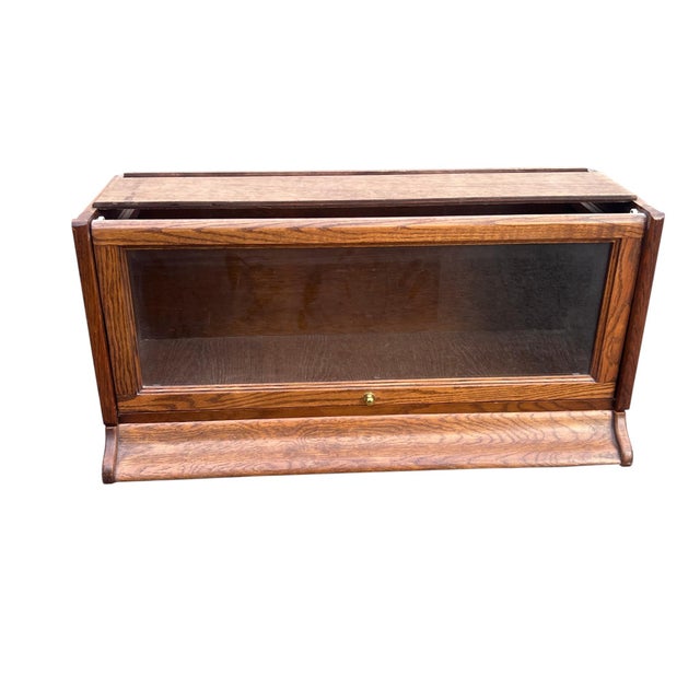 Leaded Glass Oak Barrister Bookcase For Sale - Image 4 of 17