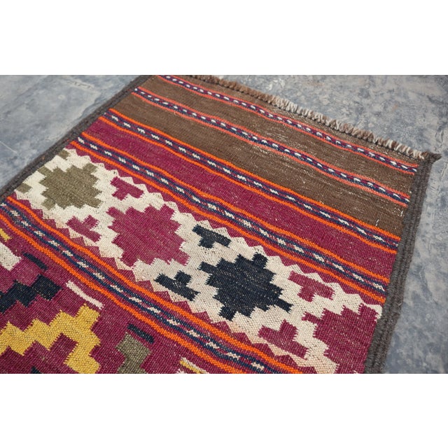 1980s Hand Woven Tribal Maldari Runner Kilim For Sale - Image 5 of 7