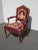 French Provincial Vintage French Provincial Burgundy Needlepoint Tapestry Chair For Sale - Image 3 of 13
