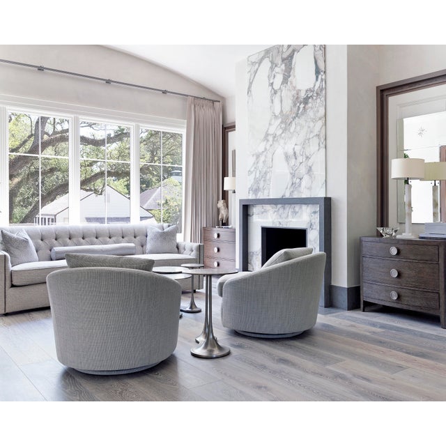 Round Swivel Chair by Lazar in Holly Hunt Textile Chairish