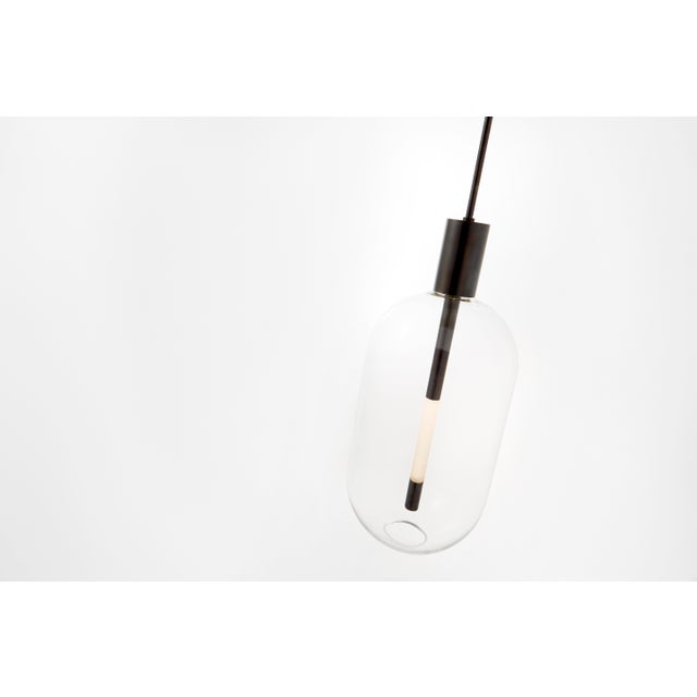 Modern Kelly Wearstler for Visual Comfort Signature Nye Tall Pendant in Bronze with Clear Glass For Sale - Image 3 of 4