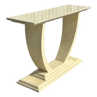 Vintage Boho Tessellated Bone Console Table For Sale