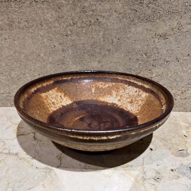 Mid-Century Modern 1970s Studio Art Pottery Modernist Serving Bowl For Sale - Image 3 of 9