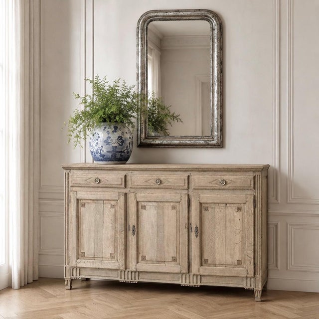 A beautiful 18th century French Louis XVI period buffet, crafted from solid oak and stripped to reveal the natural warmth,...