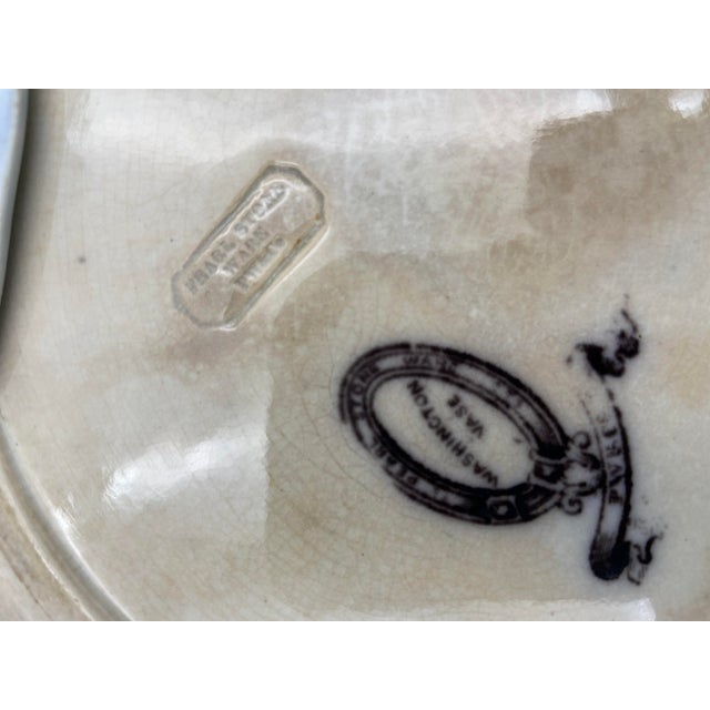 Black Antique P. W. & Co. Black Mulberry Ware Plates, “Washington’s Vase” - Set of 8 For Sale - Image 8 of 13