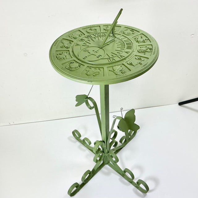 Mid-Century Modern Mid-Century Boho Chic Atomic Zodiac Sundial on Metal Stand With Butterflies. For Sale - Image 3 of 14