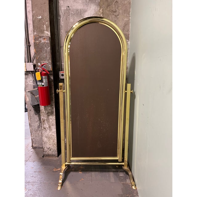 Vintage Hollywood Regency Brass Cheval Mirror Hoof Feet For Sale - Image 12 of 12