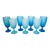 1960s Carlo Moretti Italy Satinato Frosted Blue Wine Water Glasses - Set of 7 For Sale