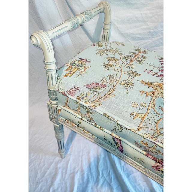 1980s Louis XVI Style Painted Bench For Sale In West Palm - Image 6 of 6