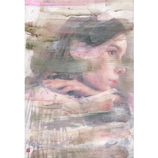 Blind Portrait VI by Seungeun Suh | Eastern Watercolor, Acrylic, Oil on Hanji Portrait of a woman For Sale
